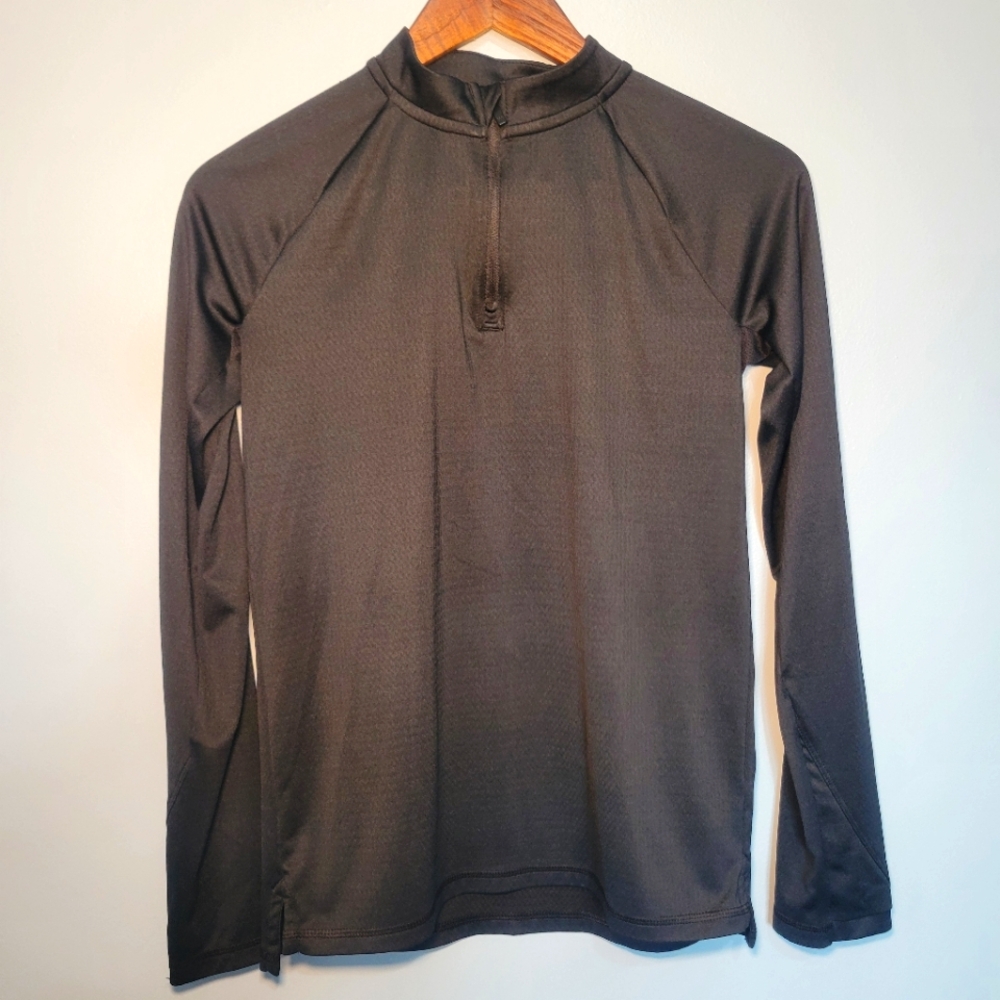 All In Motion 1/4 Zip Black Long Sleeve Shirt Top Girls Size L (12-14)